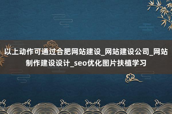 以上动作可通过合肥网站建设_网站建设公司_网站制作建设设计_seo优化图片扶植学习
